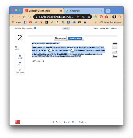 © Chapter 12 Homework WhatsApp < > C a ( newconnect.mheducation.co... - Q * Apps FO N D a . .BA 0 G » + 0 0 1 Other Bookmarks