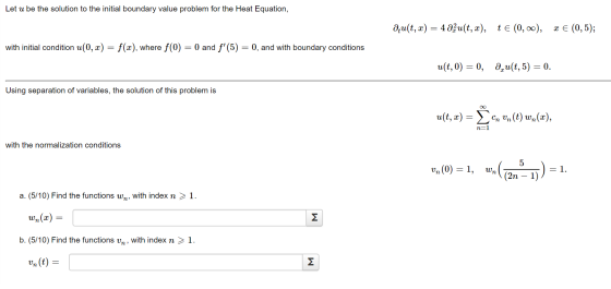 Let u be the solution to the initial boundary value problem for the Heat Equation, 0,uột, 2) = 40ều(t, z), t + (0, 0, z + (0,