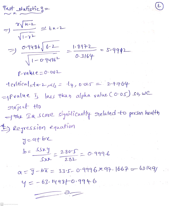 Test statistico rhoz - tnoz V1-82 1.8972 5-9992 = 0.948656-2 ſi-0-94962 0.3164 P-value=0.002 tcritical=tn-2 , 2/2 = t4, 0.025