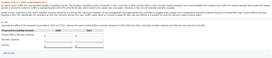 Problem 4-01 b-c (Part Level Submission) In recent years, Swifty Inc. has reported steadily increasing income. The company re
