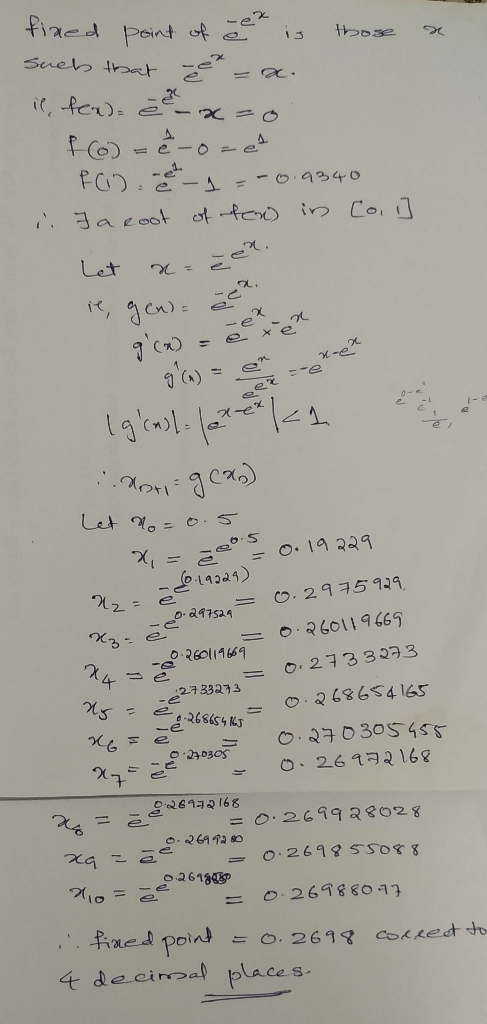 those fined point of me is Suebs that il fexd-etx=0 f(0) = &-o = e2 -0.9340 FUē -1 i. Co. ] Ja root of tex) in Let a-eet ie,