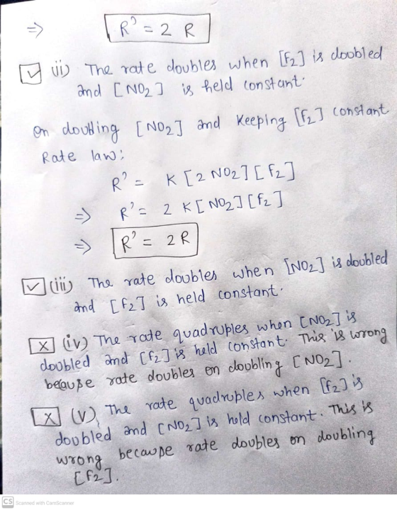 -> R?=2 R On doubling y un The rate doubles when [52] is coobled and [NO2] is held constant [NO2 and keeping [f₂] constant Ra