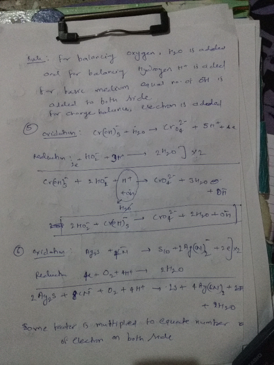 Rule for balancing oxygen. 0 13 added and for balancing Hydrogen Ht is aded ibar basic medium canal no. of oth is added to bo