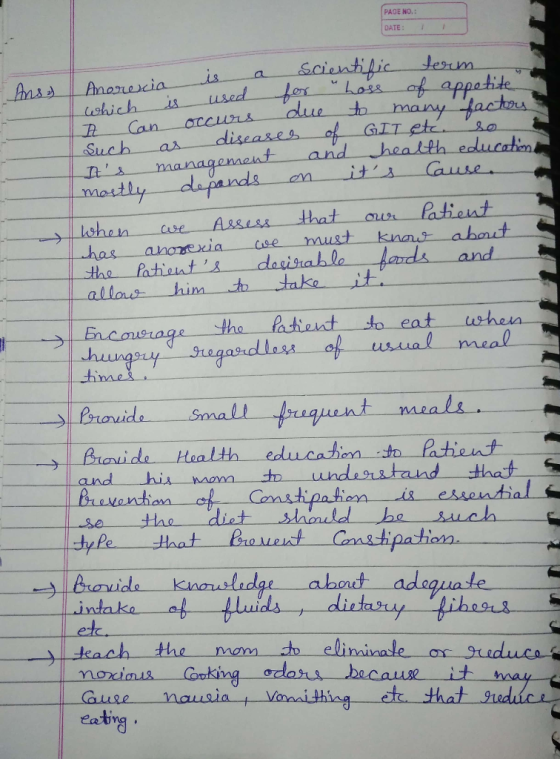 PAGE NO.: DATE: Lesim scintific Loss af appatide due to many factos is Anerescia ushich Can Such used ocCuLs diseases of GIT
