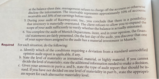 uses to charge off the account or otherwise presents approximately 10% of accounts you conclude that there is a possibility e