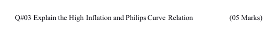 Q#03 Explain the High Inflation and Philips Curve Relation (05 Marks)