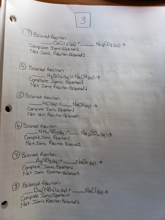 3 Balanced Reaction - CaCl2(aq) + Complete Ionic Equation: Net Ionic Reaction Balanced: Na2CO3 (aa) 4 Balanced Reaction - H₂S