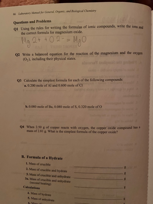 66 Laboratory Manual for General, Organic, and Biological Chemistry Questions and Problems 01 Using the rules for writing the