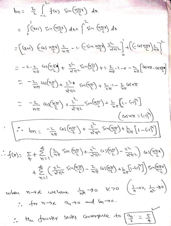 d 22 Esinnt) m2 MTM bn = 2 1 tao sin fcn) sin (MTI) da { (at) sin (MI) dat & sin (MIA) da = [(at) {cos non) ]+[Cosmopolitan -
