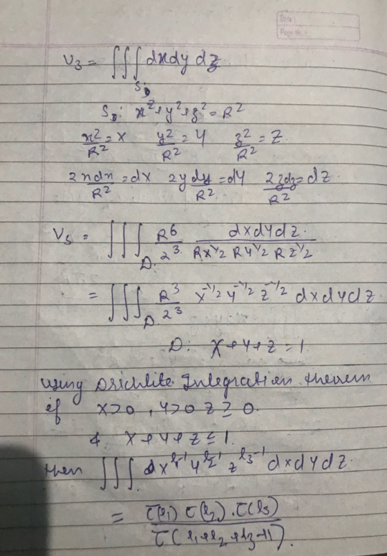 Uz = fff Andy dz Spi xi?n y ez?- R? 2 ndn 20 12 R2 R2 RZ 26 X Vव 2. ( 2 2 1 x 1 vcl 23 Di pertz I. using prichlite Integratio