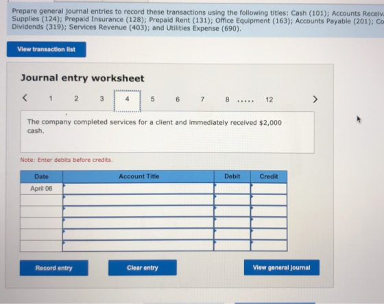 Prepare general journal entries to record these transactions using the following titles: Cash (101); Accounts Receiv. Supplie