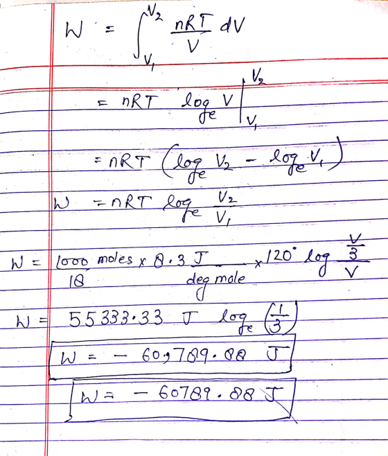 W nRI av v Va ART log V loger V = ART (log is - loge v loge W ART V2 V x120 logg 1000 moles Ý 8.3 I 1 NE degmole WE 55333-33_