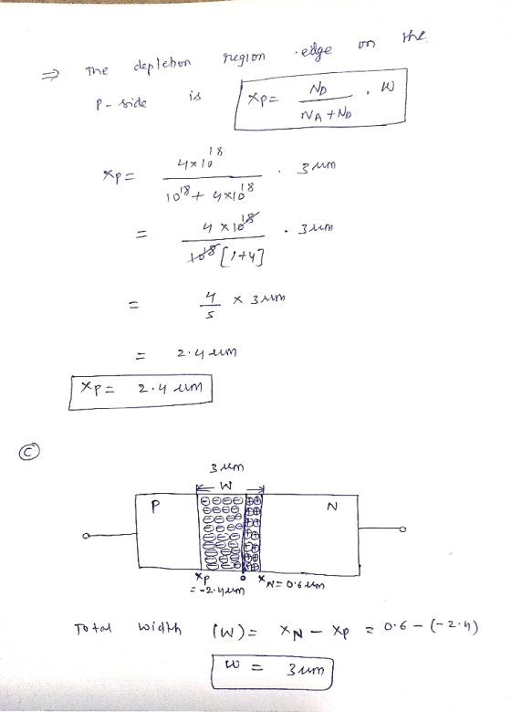 edge region on the ² the depleton - pr side is lxp= w No NATNO 4*10 Xp - 3 mm 108+ 4x108 - 4x10 .3um too [144] X 3 mm = x 3