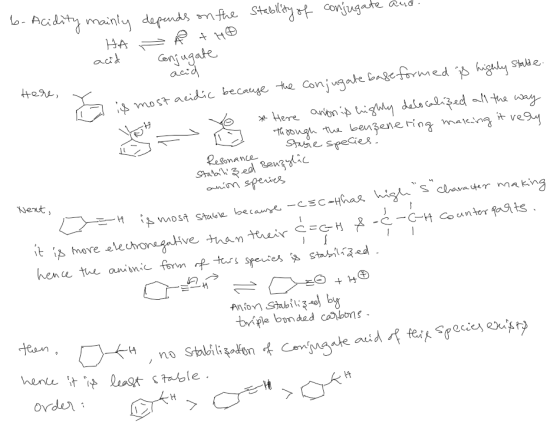 - acid b. Acidity mainly depends on the Stability of conjugate and. - HA A THO acid conjugate & most acidic because the conju