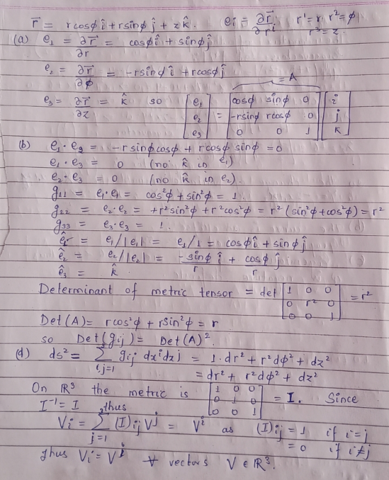 3=z. ar P = rcosø i +rsing f + zÊ. r = r2 = 0 (a) a = ar cosplit sindi 337 ar & Ersindi Arcosti = ar ko e] coso sind a = rsin