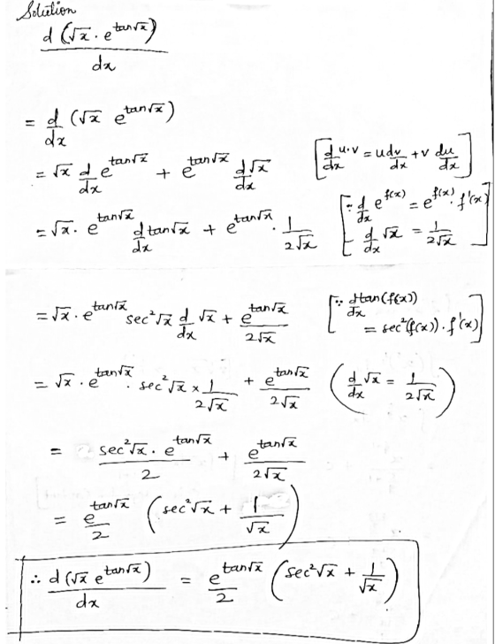 TOE I tanto tetania Solution d (ta. etarre) da d (ra e tante) da ſx de + tante die dx da -a. da tanrz of uov da udu dx tv du