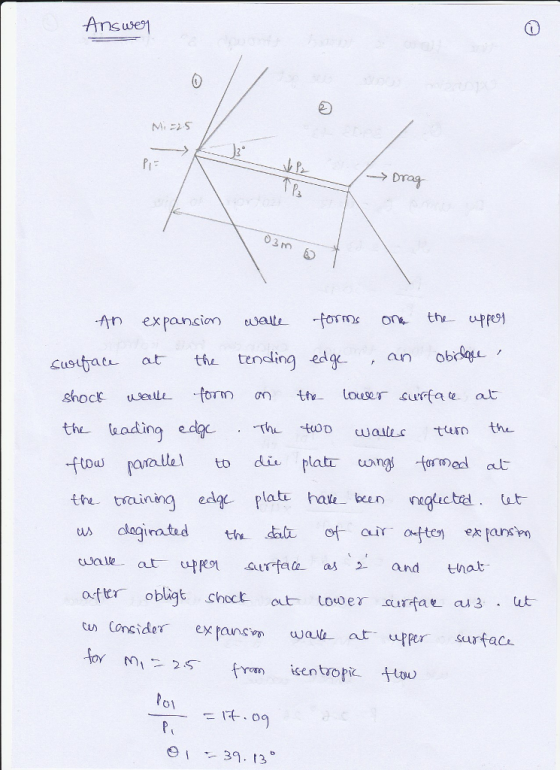 3 Cugutati. at the tending edge- 尸 an obikyL shock usel form on te the uading edac waile t the to die, plat unngi -fort)ed at