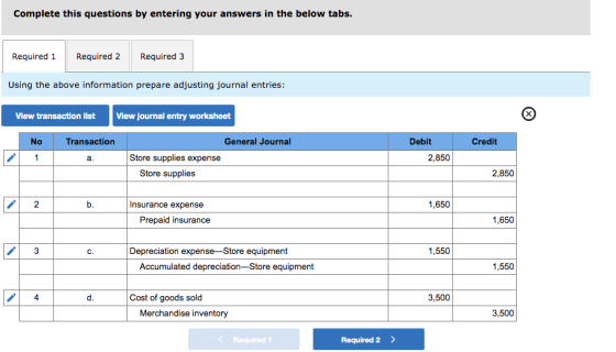 Complete this questions by entering your answers in the below tabs. Required 1 Required 2 Required 3 Using the above informat