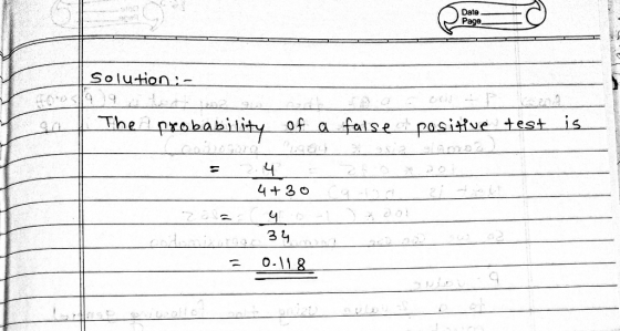 Date Solu-tion- The nxobability of a false -一pasitive test-is 0 0.118