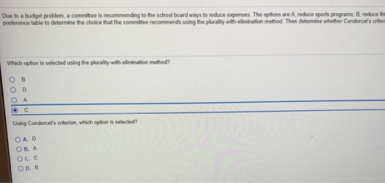 Due to a budget problem, a committee is recommending to the school board ways to reduce expenses. The options are A, reduce s