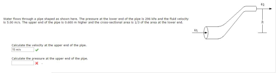 Water flows through a pipe shaped as shown here. T