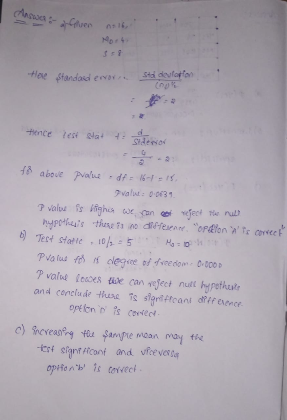 Hoe Hence test staStde G: pvalu: 0 0639 Pvalue leaoes ise can refeet nutt hypothuts and cenclude theres sianiffcant dff eence option、p ts conect test siant ftcant and veversa