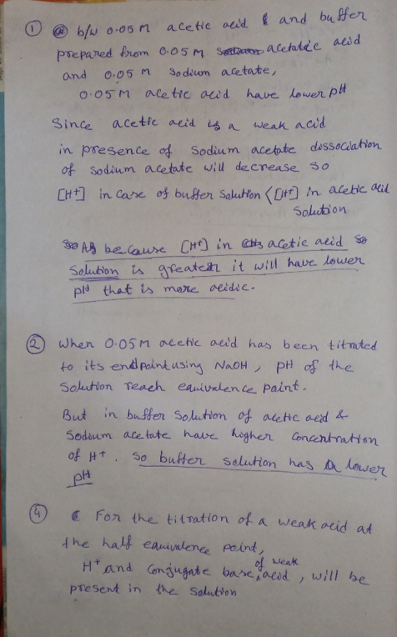 b/w 0.05m acetic acid & and butter prepared from 0.05m sonham acetatie alid and 0.05m Sodium acetate, 0.05m aletic acid have