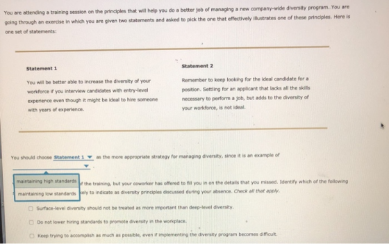 session on the prindples that will help you do a better job of managing a new company-wide diversity program. You are princip