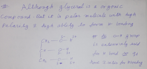 Allhongh glyeral is a # Palar malecule with hugh But it is Comp ound Palarity 2 high ablity to rm ndng St SA- As CH2 is exten