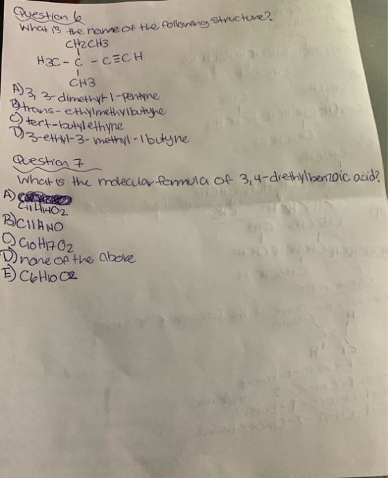 Question de What is the name of the following structure? A3, 3 dimethyt 1-pentune CH2CH3 H3C-Ć-CECH Снз SH) Btrans-ethylmethy