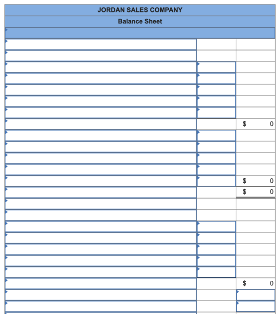 JORDAN SALES COMPANY Balance Sheet