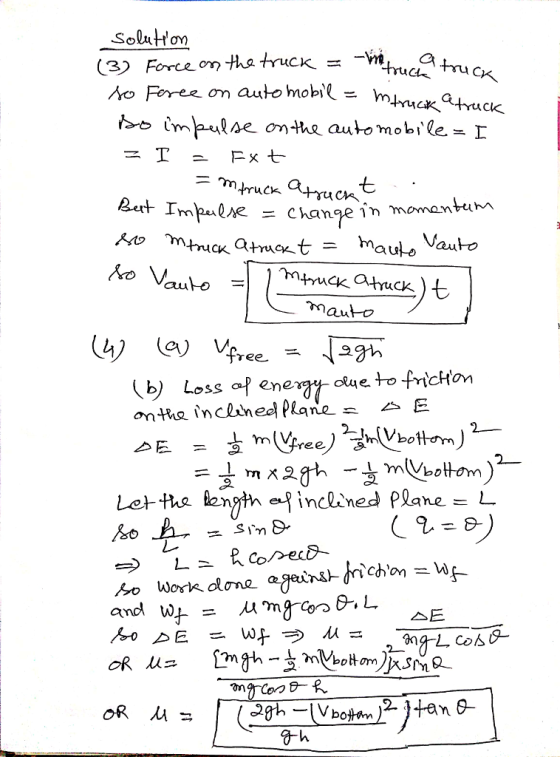 Solatton lmpulAe on-lhe auto mobile. 2«it I mautco (b)Loss ofeneoue to ficton onths inclined Plane- 스 E ee ) み Lehe entincined PlaneL λη bojan