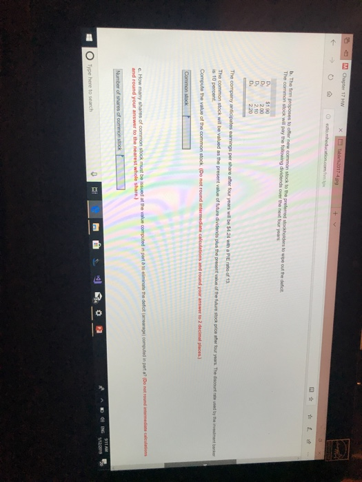 2.00 2.10 The is 10 percent. calculations and round your answer to 2 decimal places) and round your answer to the nearest whole share.) O Type here to search