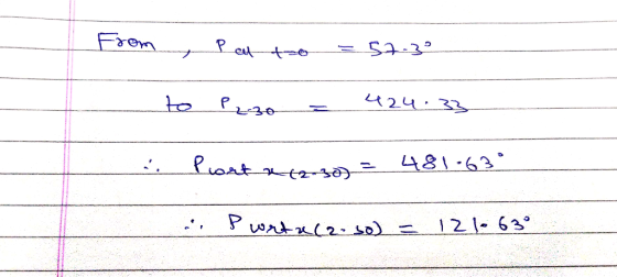 From , Pat too = 57.3° to P2.30 = 424.33 - Pront xtenso) = 481-63° Porta (2-30) = 121-63°