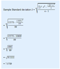 (1 x) Sr. Sample Standard deviations- (1030) 15570 - 100 99 15570 - 10609 99 4961 99 50.1111 7.0789