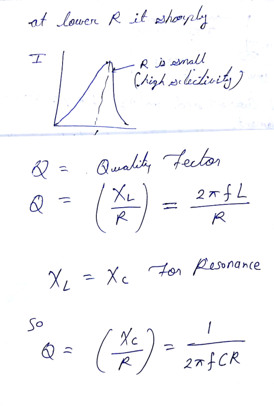 at lower R itshorply И- R nall CAigh bislivily Quakihy eclon XL ( 2fL Q R tor Pessnance Xc XL So Xc R 2nfCR