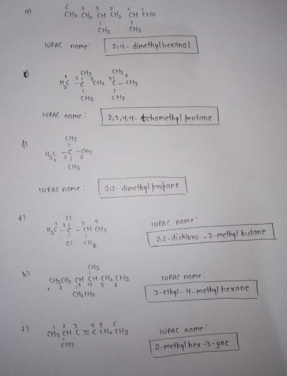 6 5 4 3 Q 2 bun CH3 CH₂ CH CH₂ CH CHO CH3 CH3 TUPAC name [ 214-dimethylhexanal CH3 HC - CH₂ CH3 CHO - CH₂ CH3 CHI IUPAC name