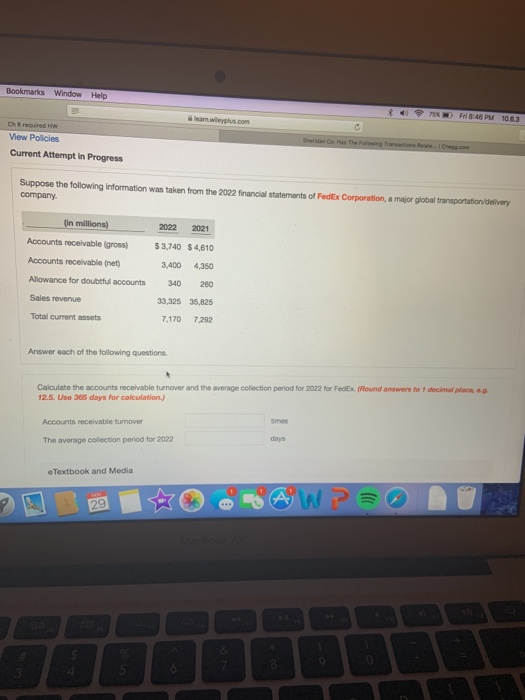 Bookmarks Window Help Fri 8.48 P 1063 Ch Breuired HW View Policies Current Attempt in Progress Suppose the following informat