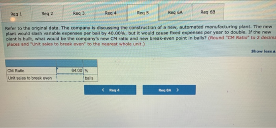 Req 1 Req 2 Req 3 Req 4 Req 5 Req 6A Req 6B Refer to the original data. The company is discussing the construction of a new,