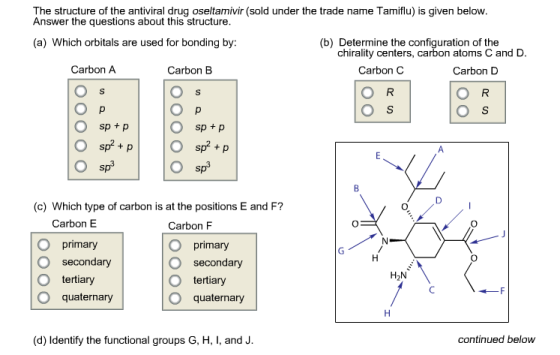 The structure of the antiviral drug oseltamivir (s