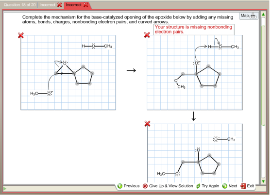 Complete the mechanism for the base-catalyzed open