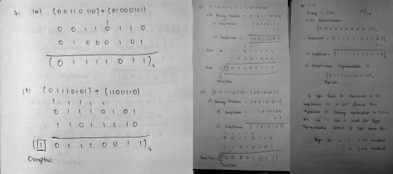 COT) (-2) (V) 10000) 으 2l2 (00110 110) + (0100 0101) 4 . (10), od binary number Binary = (OIIOOO) 1 is complement 10000111 0