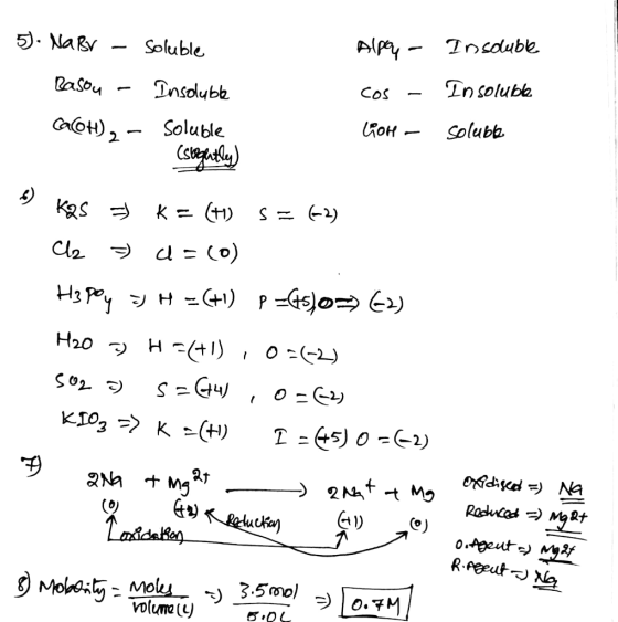 5). NaBr – Soluble Rasou - Insoluble Ca©H), - Soluble . (soughtly) Alpey - cos - lion - In souble In soluble soluble KpS = K