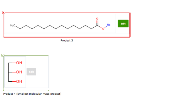 Edit Na Н,с. Product 3 -OH -Он Edit -OH Product 4 (smallest molecular mass product)