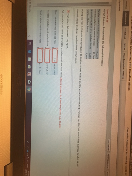 EWWIELS Helir n Jj , Managerial Accounting, Fifth Canadian Edition Concordia: Managerial Accounting (COMM 305 Practice Assign