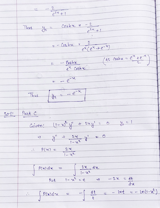 2 e2x + 1 Thus coshx x - 2 Yz e 2n +1 2 X - Cashr x excet ex (AS As Casha = ente center) losha en Coshx eare Thus enne ya so