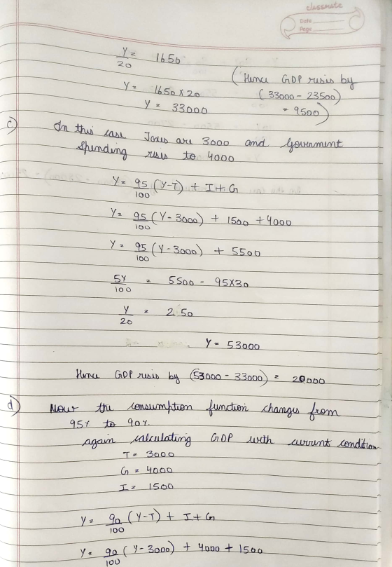 classmate Date Page Yz 16.50 2o CH Yz 1650 x 20 33000 Hence GDP resis by ( 33000 – 23500) 9500 y 2 In this case Joxes are 300