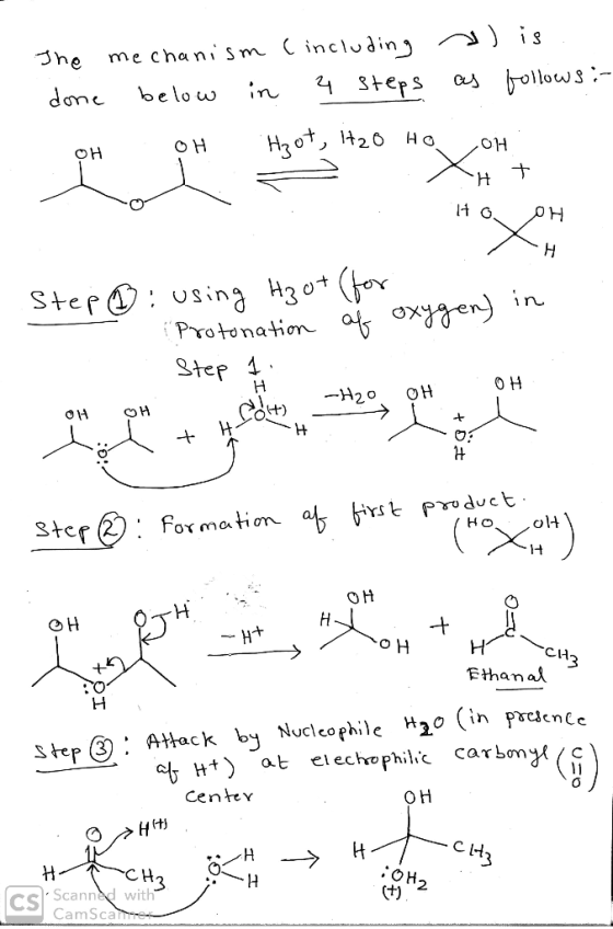 The mechanism (including s) is done below in 2 steps as follows :- OH Hoot, H2O HO OH. H + OH . 140 OH Step ①: using H₂ot (fo
