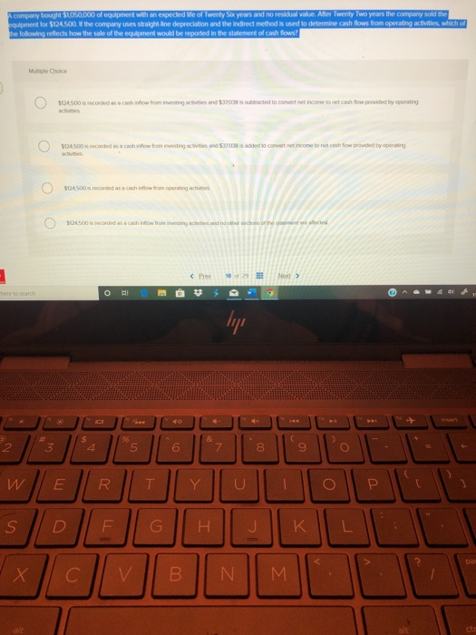 company bought $100.000 of equipment with an expected le of Twenty Six years and no residual value. After Twenty Two years th