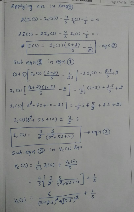 Page 47 of 76 write this Applying KPL in loop 2(I C5) - Iels)) - 7,05)-} 2105) - 91c(s) - Ic(S) - ICS) - Ic(s) (5+2) - egna S